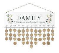 arricraft 1 Pc Wooden Family Birthday Reminder Calendar Board, Family Birthdays and Celebrations Calendar Wall Hanging with 100 Tags Gifts for Family and Friends 4.7x15.7inch(12x40cm)