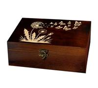 arricraft 1 Pc Wooden Keepsake Storage Box, Dandelion Butterfly Pattern Rectangle Pine Tarot Card Memory Box for Anniversary Jewelry Board Storage 24x14x9cm (9.45x5.51x3.54 inches)