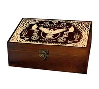 arricraft 1 Pc Wooden Keepsake Storage Box, Divination Board Raven Eye of Mystery Pentagram Skull Engraved Pattern Rectangle Pine Tarot Box for Anniversary Jewelry Board Storage 9.45x5.51x3.54 Inch
