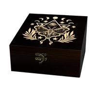 arricraft 1 Pc Wooden Keepsake Storage Box, Eye of Nightmare Olive Leaves Engraving Pattern Square Pine Box for Anniversary Jewelry Board Storage (4.72x4.72x2.36 Inch)