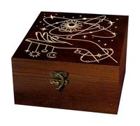 arricraft 1 Pc Wooden Keepsake Storage Box, Hand Galaxy Planet Magic Square Pine Memory Box for Anniversary Jewelry Board Storage 12x12x6cm (4.72x4.72x2.36 inches)