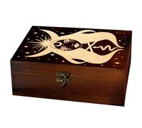 arricraft 1 Pc Wooden Keepsake Storage Box, Hecate Witch Pattern Rectangle Pine Tarot Card Memory Box for Anniversary Jewelry Board Storage 24x14x9cm (9.45x5.51x3.54 inches)