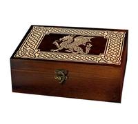 arricraft 1 Pc Wooden Keepsake Storage Box, Rope Knot Flying Dragon Pattern Rectangle Pine Tarot Card Memory Box for Anniversary Jewelry Board Storage 24x14x9cm (9.45x5.51x3.54 inches)