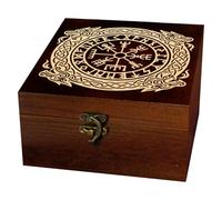 arricraft 1 Pc Wooden Keepsake Storage Box, Viking Knot Fire Breathing Dragon Pattern Square Pine Tarot Card Memory Box for Anniversary Jewelry Board Storage 12x12x6cm (4.72x4.72x2.36 inches)