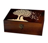 arricraft 1 Pc Wooden Memorial Storage Box, Love Heart Tree Couple Carved Pattern Rectangle Souvenir Box for Anniversary Jewelry Picture Letter Storage (9.45x5.51x3.54 Inch)