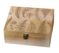arricraft 1 Pc Wooden Memory Keepsake Box, 24.5x19.5x10.3cm Ferns Memory Box with Hinged Lids Keepsake Chest Box for Party Festival Gift Wedding Christmas Birthday Photos Letters Holding