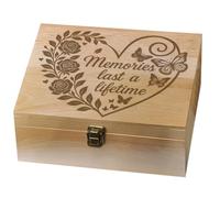 arricraft 1 Pc Wooden Memory Keepsake Box, 24.5x19.5x10.3cm Rose Love Heart Memory Box with Hinged Lids Keepsake Chest Box for Party Festival Gift Wedding Christmas Birthday Photos Letters Holding