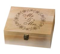 arricraft 1 Pc Wooden Memory Keepsake Box, Bridal Shower Gifts Memory Box with Hinged Lids Wedding Engagement Couples Gifts Keepsake Chest for Souvenirs Picture Letter Storage 9.6x7.6x4inch