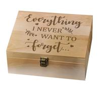 arricraft 1 Pc Wooden Memory Keepsake Box, Everything I Never Want to Forget Box with Hinged Lids Keepsake Chest for Souvenirs Picture Letter Storage 9.6x7.6x4inch(24.5x19.5x10.3cm)