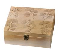 arricraft 1 Pc Wooden Memory Keepsake Box, Gingko Leaf Memory Box with Hinged Lids Ginkgo Theme Keepsake Chest for Anniversary Wedding Souvenirs Picture Letter Storage 9.6x7.6x4inch