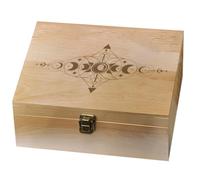 arricraft 1 Pc Wooden Memory Keepsake Box, Moon Phasess Memory Box with Hinged Lids Keepsake Chest for Souvenirs Picture Letter Storage 9.6x7.6x4inch(24.5x19.5x10.3cm)