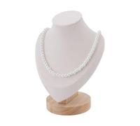 arricraft 1 Pcs Bust Necklace Display Stands, 14.05x8.55x18.3cm White Velvet Bust Shaped Necklace Display Stands with Wood Pedestal Wooden Jewelry Portrait Display Organizer for Home Store