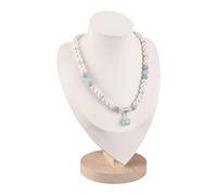 arricraft 1 Pcs Bust Necklace Display Stands, White Velvet with Wooden Base Jewelry Portrait Display Organizer Mannequin Holder for Necklace Storage Pendant Chokers Chain Holder for Home Store