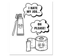 arricraft 1 Pcs Toothpaste and Papers Funny Bathroom Wall Posters, Cartoon Sketch Poster Wall Art Print I Hate My Job Fun Posters for Toilet Room Restroom Bathroom Decor Signs 25.4x20.5cm