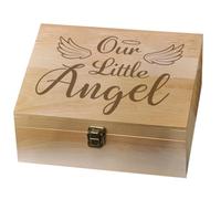 arricraft 1 Pcs Wooden Memory Keepsake Box, 24.5x19.5x10.3cm Our Little Angel Pattern Wooden Memory Box with Hinge Lids for Party Festival Gift Wedding Christmas Birthday Photos Letters Holding