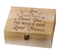 arricraft 1 Pcs Wooden Memory Keepsake Box, If Love Could Have Save You Valentine's Day Decorative Wooden Memory Box with Hinge Lids for Anniversary Photos DVDs Letters Jewelry 24.5x19.5x10.3cm