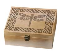 arricraft 1 Pcs Wooden Memory Keepsake Box, Rope Knot Border and Dragonfly Decorative Wooden Memory Box with Hinge Lids for Anniversary Photos DVDs Letters Jewelry 24.5x19.5x10.3cm