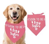 arricraft 1 Peach Unbleached Cotton Adjustable Triangle Dog Bandana, “Big Sister” Theme Promoted to Big Sister Pet Bandanas for Dog Gender Reveal Photo Props Accessories 55x55x78cm