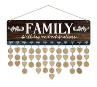 arricraft 1 Set Wooden Family Birthday Reminder Calendar Board, Birthday and Celebrations With 100 Pcs Tags DIY Birthday Tracker Hanging Plaque 12x40cm for Home Decoration Friends