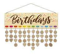 arricraft 1 Set Wooden Family Birthday Reminder Calendar Board, Birthday Gift Board With Tags DIY Birthday Tracker Hanging Plaque 12x40cm/4.7x15.7inch for Home Decoration Friends