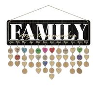arricraft 1 Set Wooden Family Birthday Reminder Calendar Board, Days to Remember Family Calendar Sign Plaque with 100 Tags for Birthday Party Decoration 4.7x15.7inch(12x40cm)