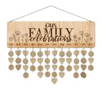 arricraft 1 Set Wooden Family Birthday Reminder Calendar Board, Our FAMILY Celebrations Board With Tags DIY Birthday Tracker Hanging Plaque 12x40cm/4.7x15.7inch for Home Decoration Friends