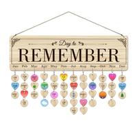 arricraft 1 Set Wooden Family Birthday Reminder Calendar Plaque, Days to Remember Celebrations Calendar Wall Hanging with 100 Tags for Birthday Party Decoration 4.7x15.7inch(12x40cm)