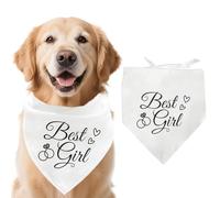 arricraft 1 White Unbleached Cotton Adjustable Triangle Dog Bandana, “Best Girl” Theme Promoted to Big Brother Pet Scarf Bandanas for Weeding Dog Lovers Gender Reveal Photo Props Accessories