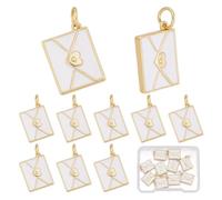 arricraft 10 Pcs 18K Gold Plated Brass Envelope Charms, White Enamel Heart Love Letter Charms Bulk with Jump Rings for DIY Crafts Necklace Bracelet Earrings Jewelry Making Accessories