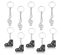 arricraft 10 Pcs 2 Styles Alloy Musical Note Keychains, Metal Enamel Piano with Diamonds Key Pendant Musical Note Logo Pendant Loose for Key Bag Hanging Jewelry Music Party Souvenir