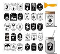 arricraft 10 Pcs Apothecary Label Theme PVC Cup Transfer Stickers, Potions Bottle Labels Pattern UV Waterproof Cup Sticker for 16 oz Glass Halloween Divination Witcher Enthusiasts Decoration 24x11cm