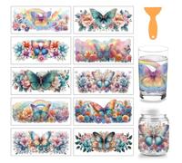 arricraft 10 Pcs Butterfly Theme Cup Printing UV Transfer Papers, 10 Styles Butterfly Rainbow Flowers PVC DIY Heat Transfer Stickers for 16 OZ Glass Cups Crafts 9.5x4.3inch