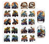 arricraft 10 Pcs Colorful Dinosaur Theme Cup Printing UV Transfer Papers, 10 Styles Pickup Truck Dinosaur PVC DIY Heat Transfer Stickers for 16 OZ Glass Cups Crafts 9.5x4.3inch