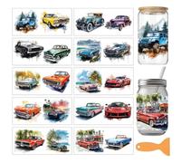 arricraft 10 Pcs Cool Car Theme PVC Cup Transfer Stickers, Watercolor Classic Car Pattern UV Waterproof Cup Sticker Rub on Decal for 16 oz Glasses Window Home Printing Decoration 24x11cm