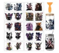 arricraft 10 Pcs Dark Fairy Theme PVC Cup Transfer Stickers, Demon Dark Elf Fairy Tale Pattern UV Waterproof Cup Sticker for 16 oz Glasses Window Home Printing Decoration 24x11cm