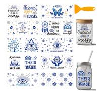 arricraft 10 Pcs Evil Eye Dragon Pattern PVC Cup Transfer Stickers, Colorful Dreamcatcher Butterfly Pattern UV Waterproof Cup Sticker Kit for 16 oz Glasses Window Home Decoration