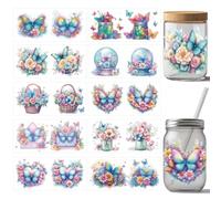 arricraft 10 Pcs Fantasy UV DTF Cup Wrap Transfer Sticker, 10 Styles Colorful Butterflies Flower Transfer Paper Rub on Stickers PVC Cup Waterproof Rub Decals for Cup Glass 24x11cm/9.4x11inch