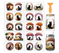 arricraft 10 Pcs Flower Cat Theme PVC Cup Transfer Stickers, Black Cat Flower Tree Pattern UV Waterproof Cup Sticker Rub on Decal for 16 oz Glasses Window Home Printing Decoration 24x11cm