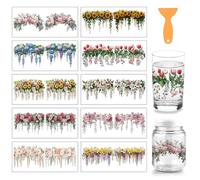 arricraft 10 Pcs Flower Clusters Theme Cup Printing UV Transfer Papers, 10 Styles Hanging Flowers PVC DIY Transfer Stickers for 16 OZ Glass Cups Crafts 9.5x4.3inch