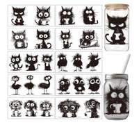 arricraft 10 Pcs Funny Animals UV DTF Cup Wrap Transfer Sticker, 10 Styles Coffee Cat Little Bird Chick Ostrich Dog Rub on Stickers PVC Cup Wrap Waterproof Rub Decals for 16 OZ Glass Cups 9.4x4.3inch