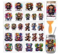 arricraft 10 Pcs Graffiti Bear PVC Cup Transfer Stickers, Various Graffiti Street Bear UV Waterproof Cup Sticker Rub on Decal for 16 oz Glasses Window Home Printing Decoration 24x11cm
