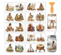 arricraft 10 Pcs Indian Life PVC Cup Transfer Stickers, Indian Culture Pattern UV Waterproof Cup Sticker Rub on Decal for 16 oz Glasses Window Home Printing Decoration 24x11cm