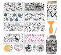 arricraft 10 Pcs Minimalist Musical Note Theme PVC Cup Transfer Stickers, Black and White Musical Note UV Waterproof Cup Sticker for 16 oz Glasses Window Home Printing Decoration 24x11cm