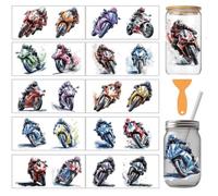 arricraft 10 Pcs Motorbike Theme Cup Printing UV Transfer Papers, 10 Styles Motorcyclists Motorcycles PVC DIY Heat Transfer Stickers for 16 OZ Glass Cups Crafts 9.5x4.3inch