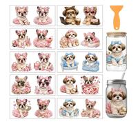 arricraft 10 Pcs Puppy Theme PVC Cup Transfer Stickers, Bow Ballet Puppy Pattern UV Waterproof Cup Sticker for 16 oz Glasses Window Home Printing Decoration 24x11cm