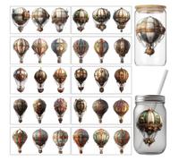 arricraft 10 Pcs Steampunk Hot Air Balloon-Cup Printing UV Transfer Papers, 10 Styles Watercolor Vintage Hot Air Balloon UV DTF Cup Wrap Stickers for 16 OZ Glass Cups Crafts