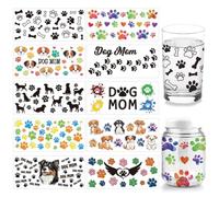 arricraft 10 Pcs UV DTF Dog Mama Words Transfer Sticker, 10 Styles Dog Paw Prints PVC Waterproof Rub Decals for Cup Glass 24x11cm/9.4x4.3inch