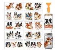 arricraft 10 Sheets Animal Theme UV DTF Cup Wrap for 16OZ Glass, Cute Puppy Running Puppy Rub on Decals PVC Transfer Stickers for DIY Cups Window Home Printing Decoration 24x11cm/9.4x4.3inch