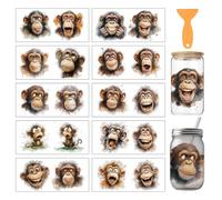 arricraft 10 Sheets Animal Theme UV DTF Cup Wrap for 16OZ Glass, Funny Monkeys Rub on Decals PVC Transfer Stickers for DIY Cups Window Home Printing Decoration 24x11cm/9.4x4.3inch