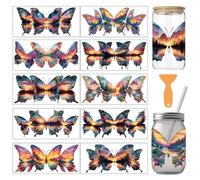 arricraft 10 Sheets Butterfly Scenery UV DTF Cup Wrap for 16OZ Glass, Sunset Scenery Butterflies River Rub on Decals PVC Transfer Stickers for DIY Cups Wood Funiture 24x11cm/9.4x4.3inch
